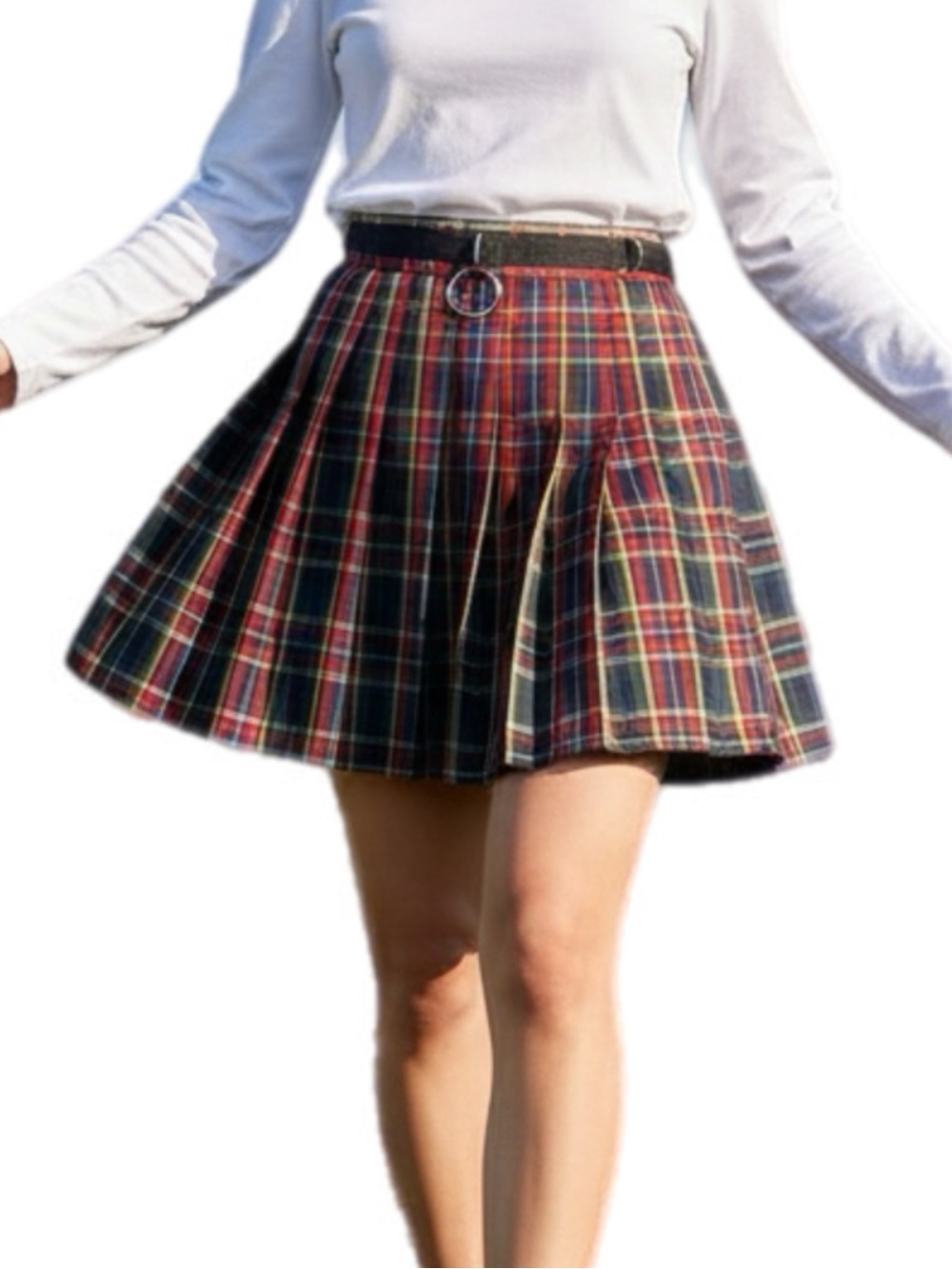 Dolls Kill Current Mood | Crimson Plaid Pleated High Waist Skirt